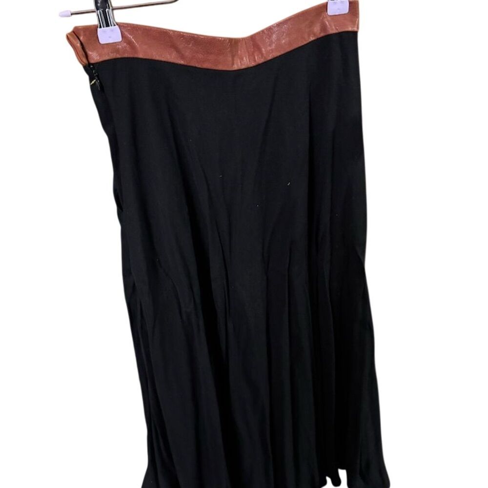 Assembly New York Women's Black Midi Skirt with Brown Trim Size S